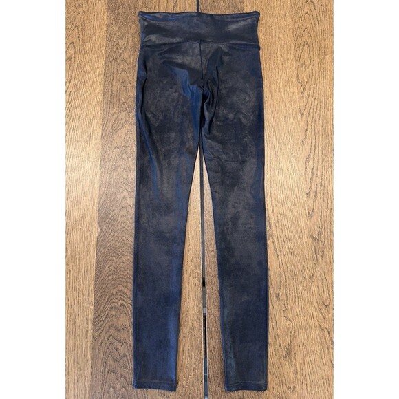 Spanx Faux Leather Leggings Women’s Size M Black Glossy Coated High Waist - Picture 2 of 11